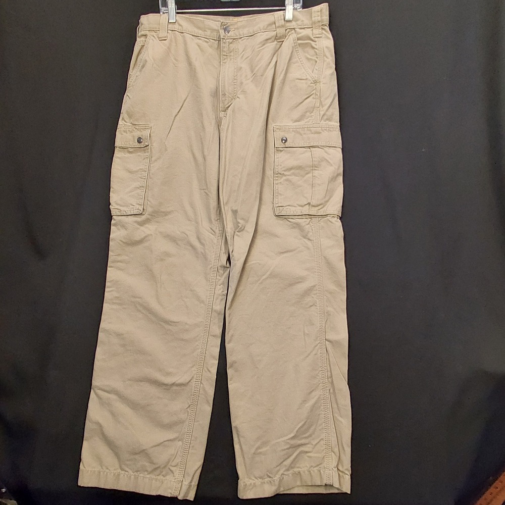 Carhartt Relaxed Fit Cargo Pants Mens 42x32 Dark Khaki Cotton Canvas 100272